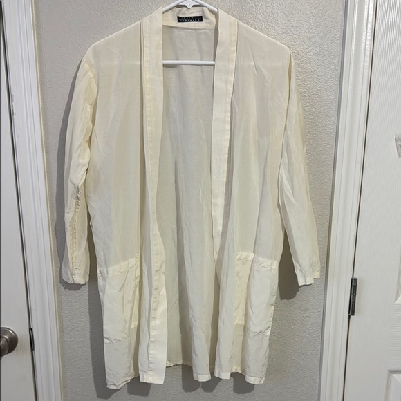 Laura Urbinati Silk Blend Cream Open Front Cardigan Robe - Picture 1 of 8